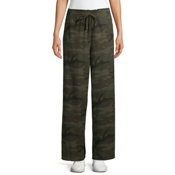 Time and Tru Pants & Jumpsuits Time True M Linen Camo Wide Legg